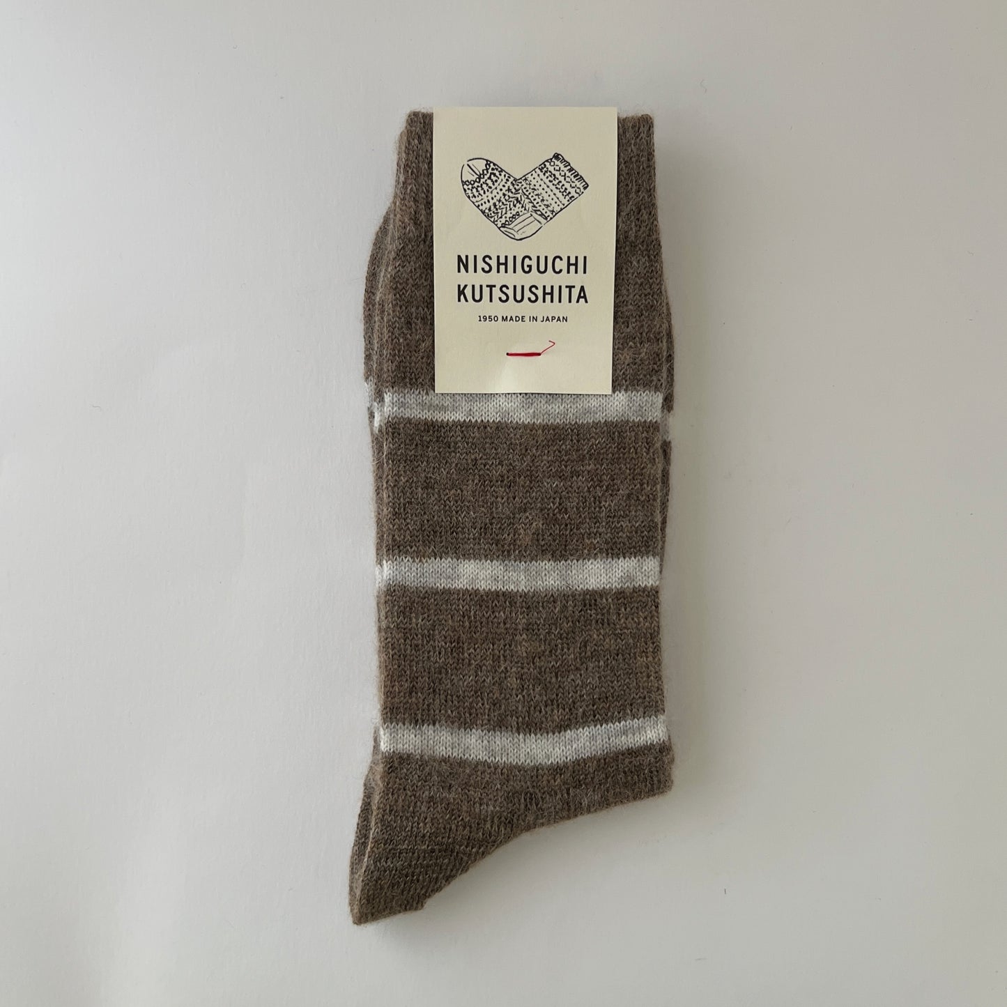 NISHIGUCHI KUTSUSHITA : oslo mohair wool border sock