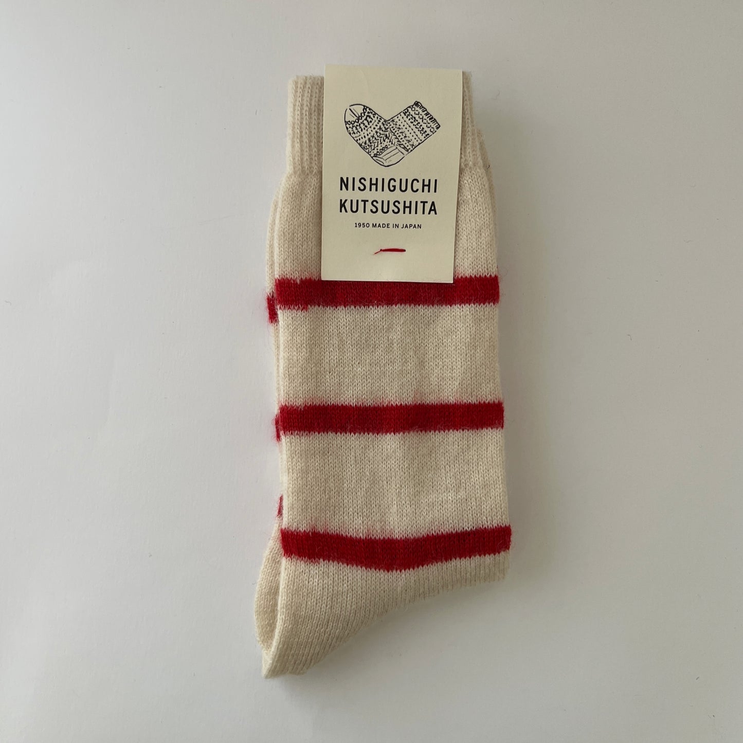 NISHIGUCHI KUTSUSHITA : oslo mohair wool border sock