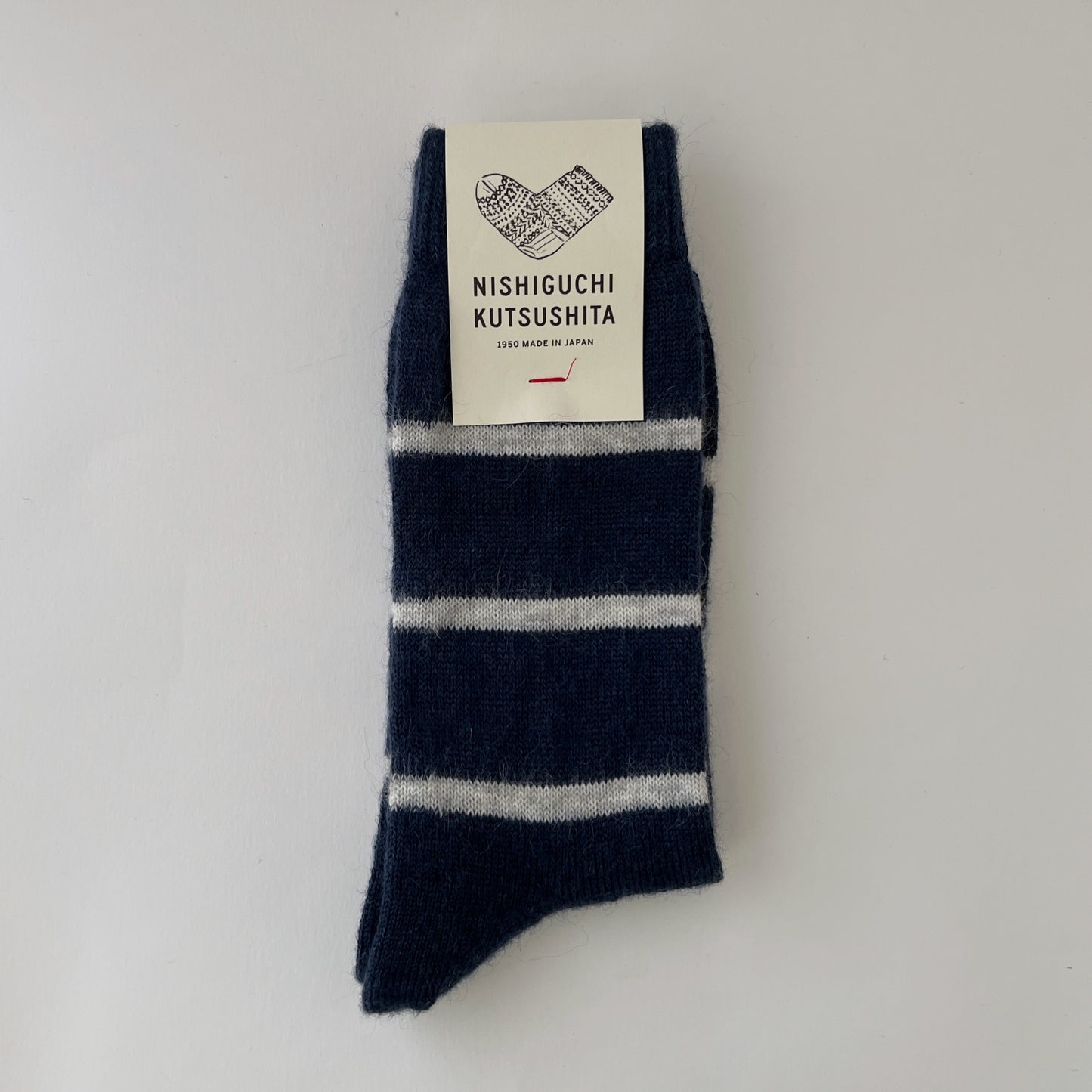NISHIGUCHI KUTSUSHITA : oslo mohair wool border sock