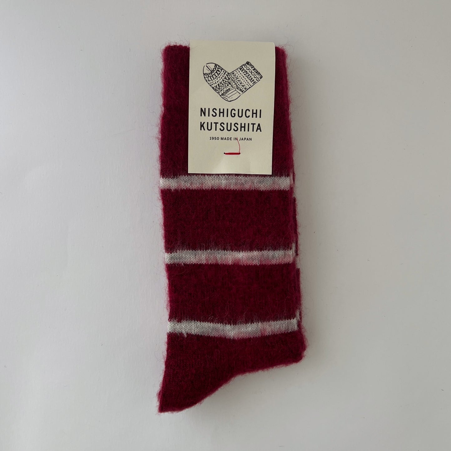 NISHIGUCHI KUTSUSHITA : oslo mohair wool border sock