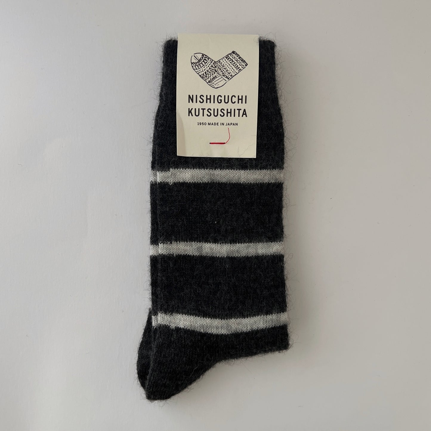 NISHIGUCHI KUTSUSHITA : oslo mohair wool border sock