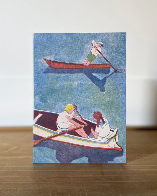 kiku print : greeting card - row boats