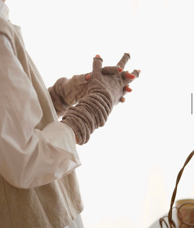 memeri : linen fingerless arm warmers