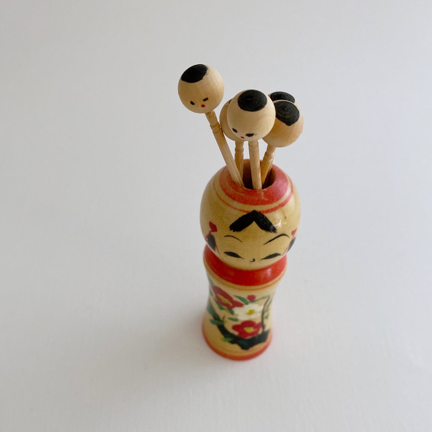vintage japanese kokeshi toothpick set