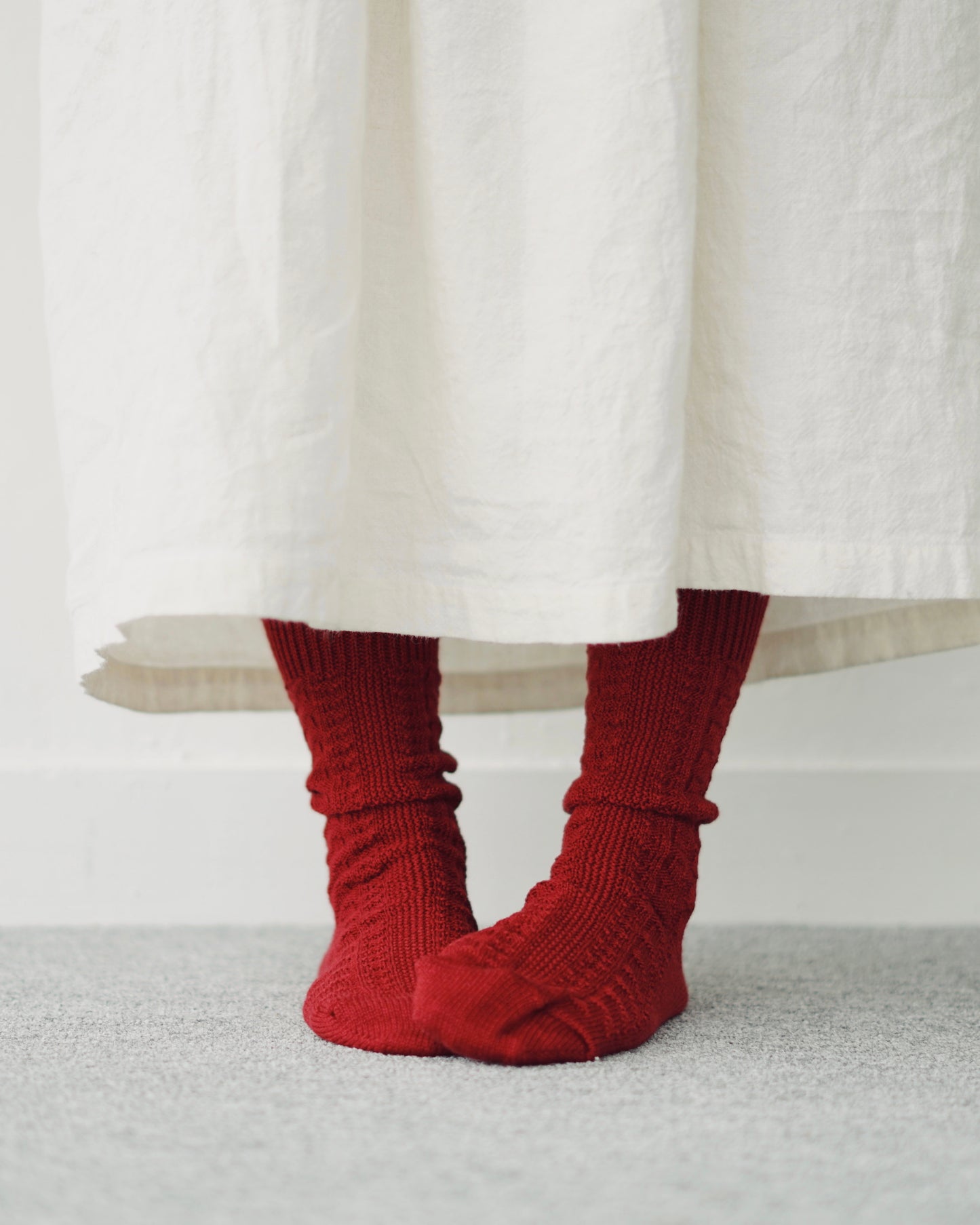 memeri : wool cotton cable socks