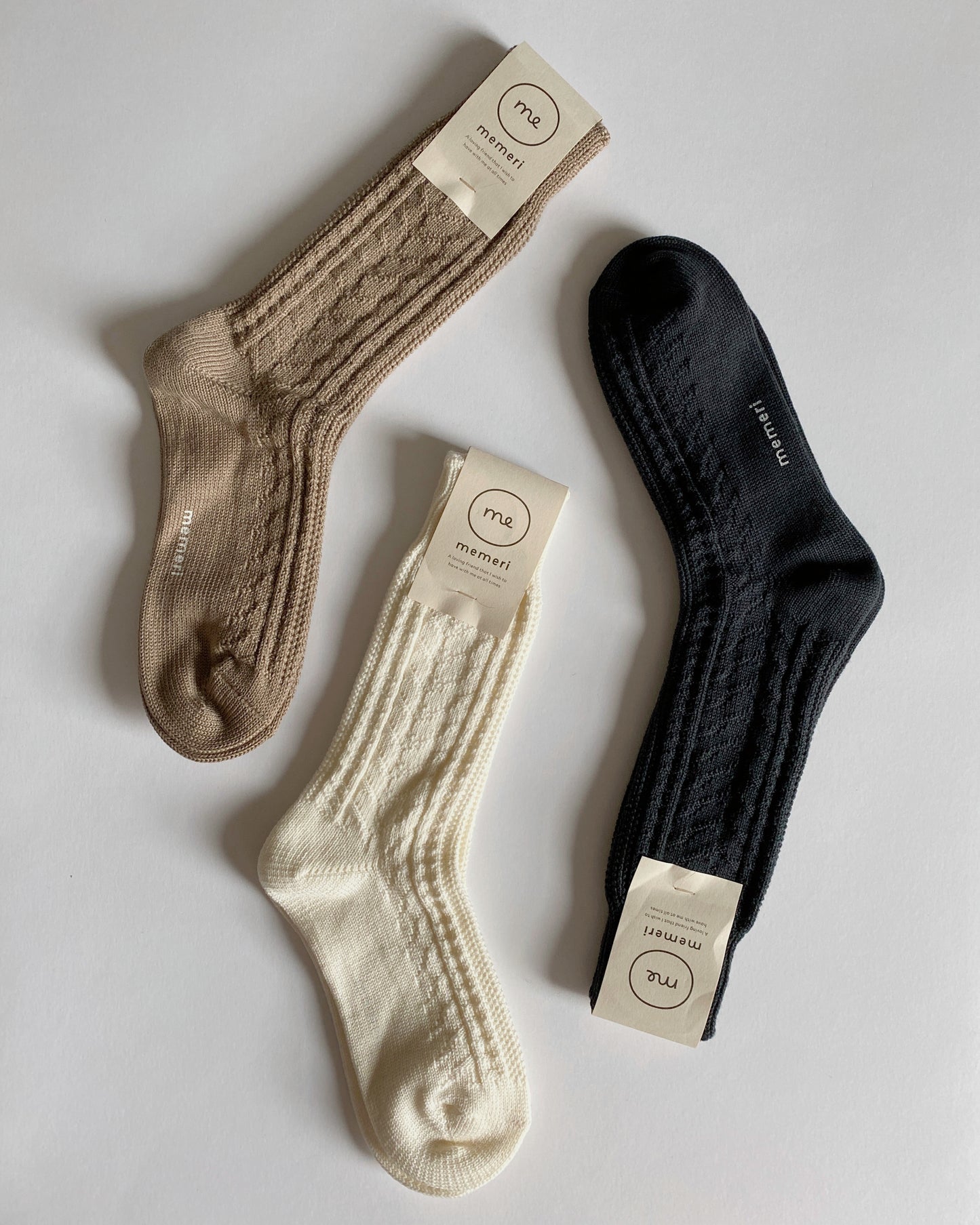 memeri : wool cotton cable socks
