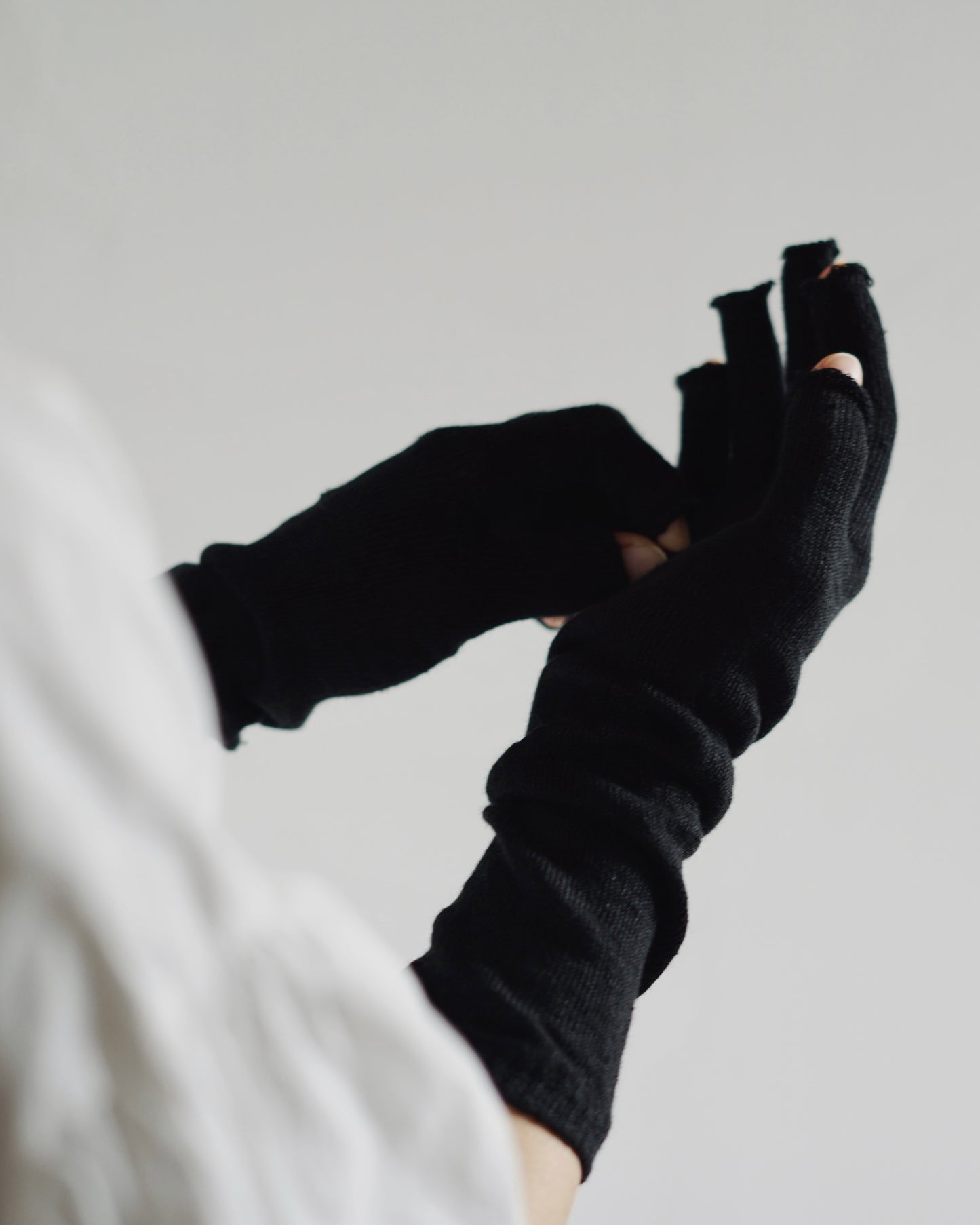 memeri : linen fingerless arm warmers short