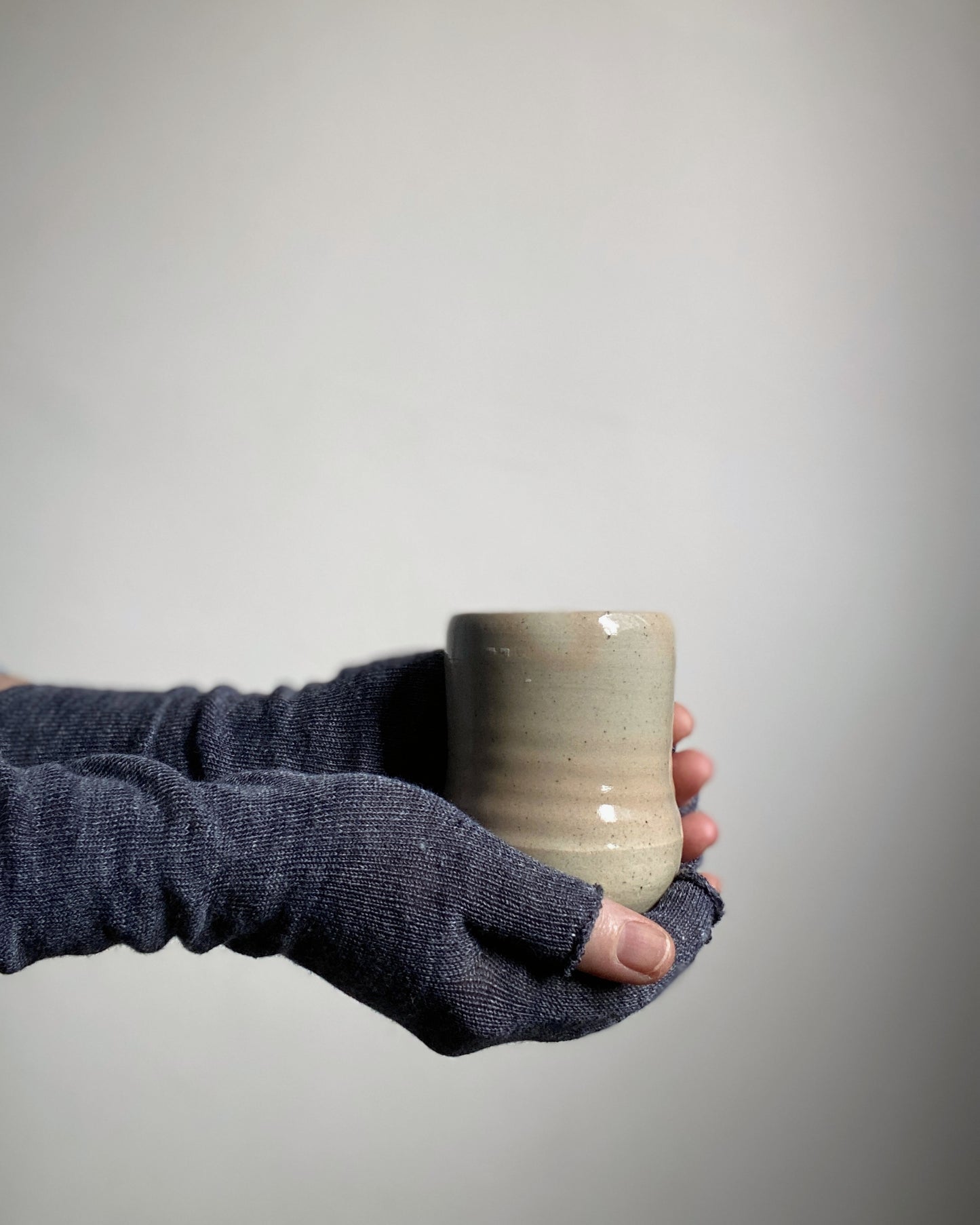 memeri : linen fingerless arm warmers short