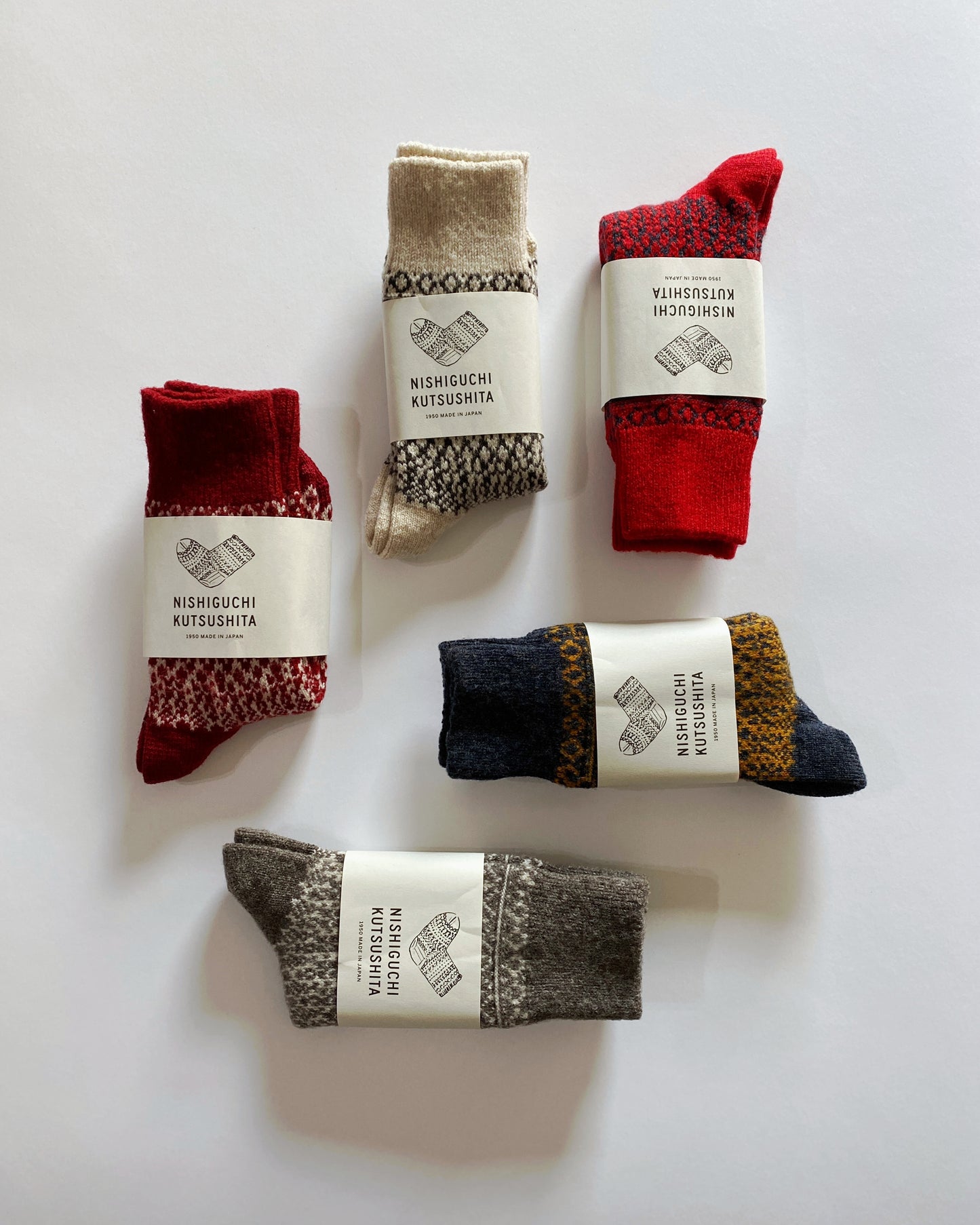 NISHIGUCHI KUTSUSHITA : oslo wool jacquard sock