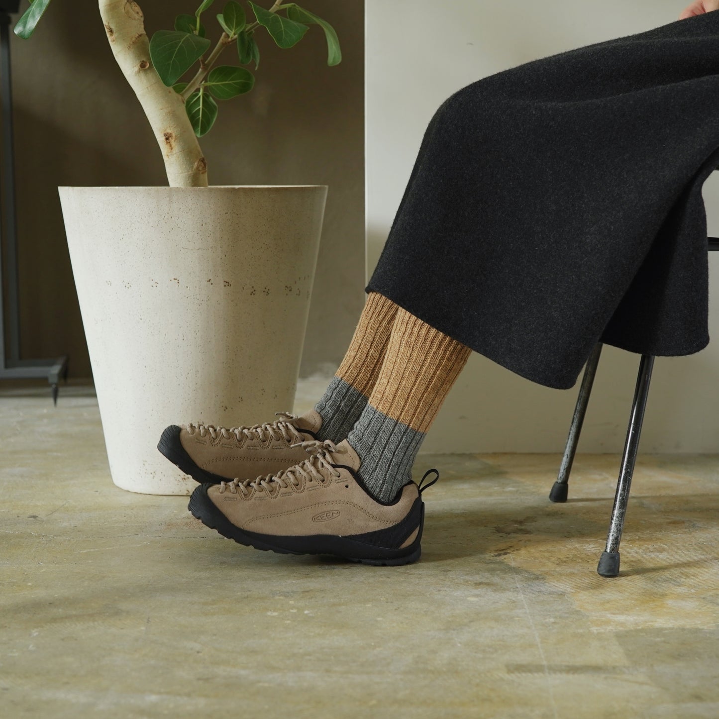 NISHIGUCHI KUTSUSHITA : boston wool cotton slab sock