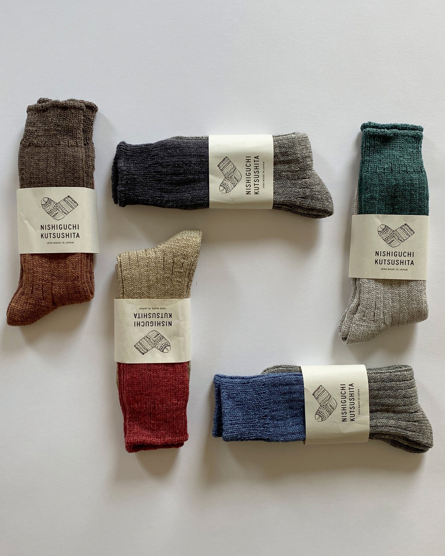NISHIGUCHI KUTSUSHITA : boston wool cotton slab sock