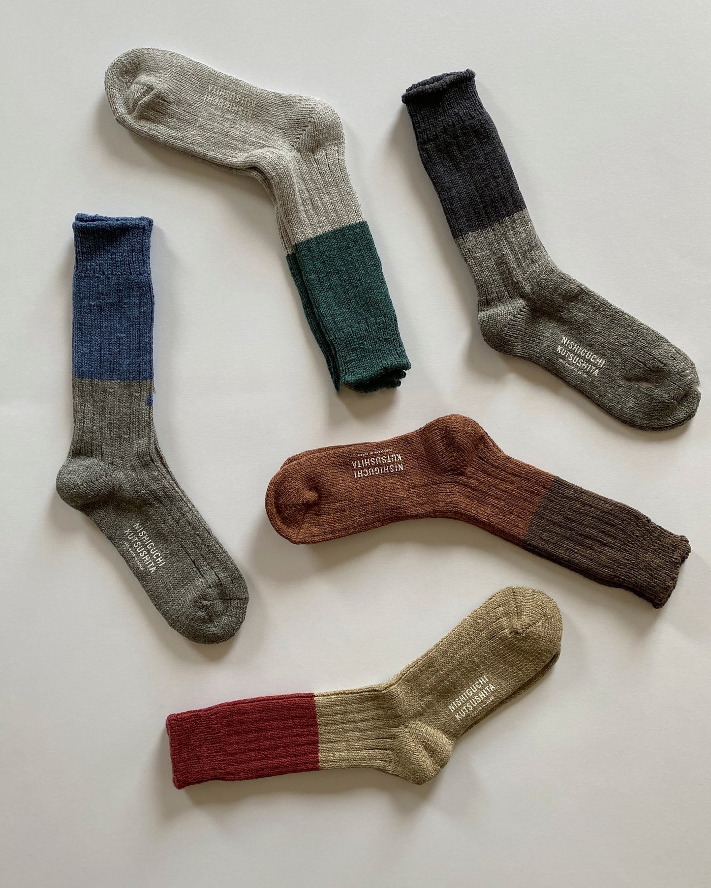 NISHIGUCHI KUTSUSHITA : boston wool cotton slab sock