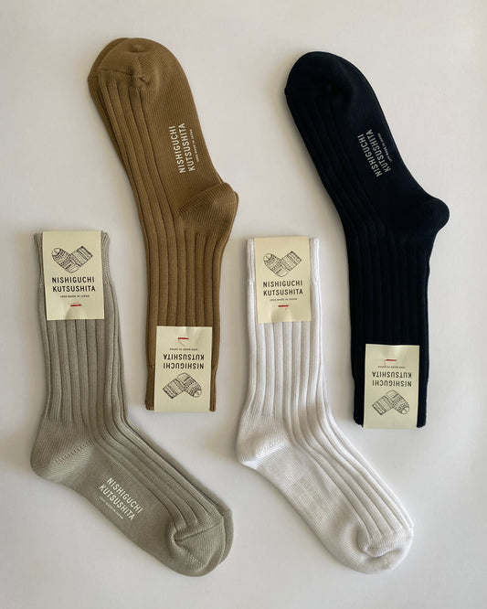 NISHIGUCHI KUTSUSHITA : praha egyptian cotton ribbed sock