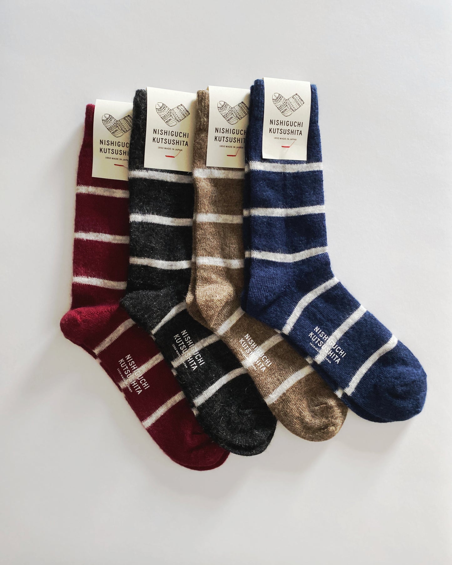 NISHIGUCHI KUTSUSHITA : oslo mohair wool border sock