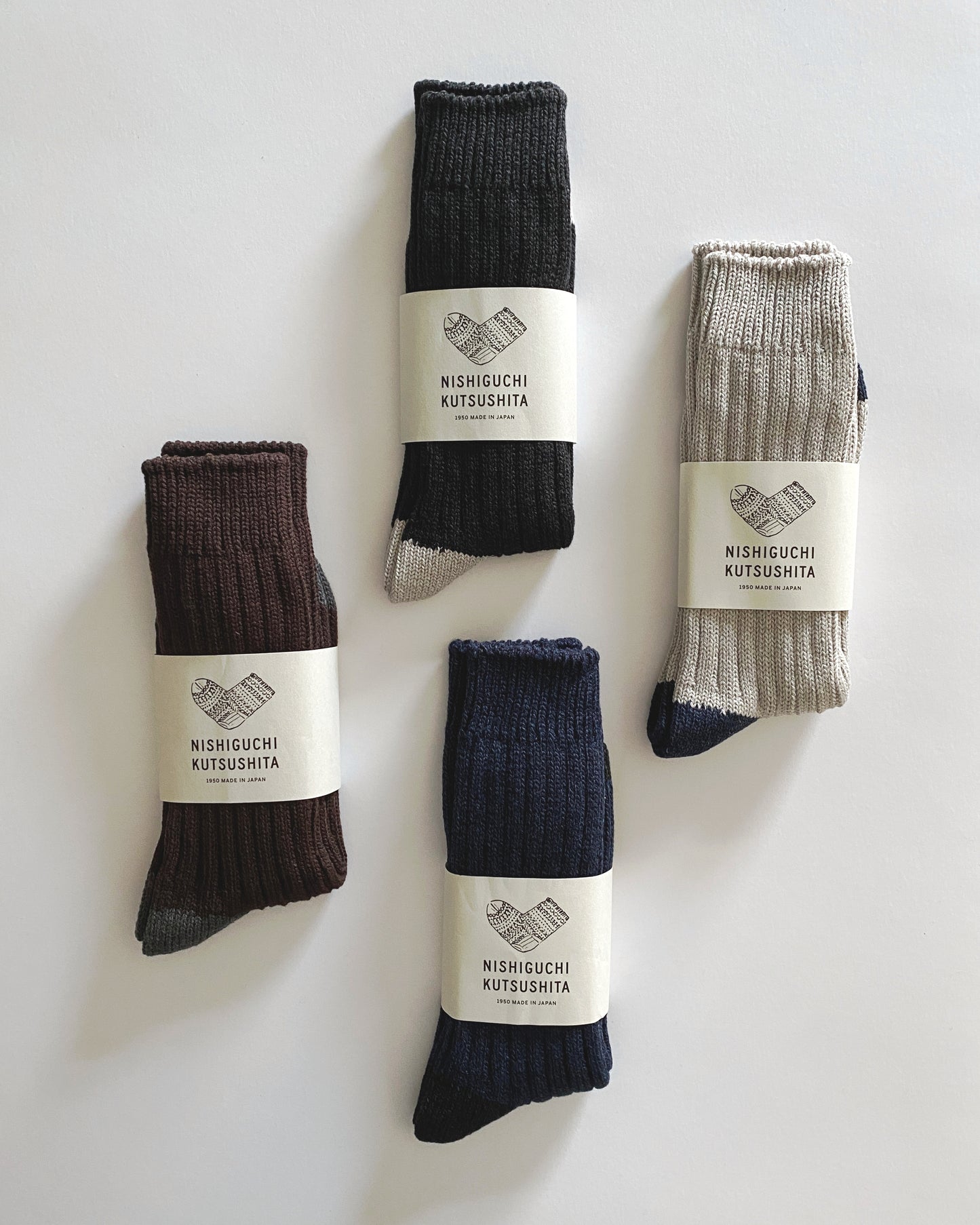 NISHIGUCHI KUTSUSHITA : Luxurious Cotton Ribbed Socks