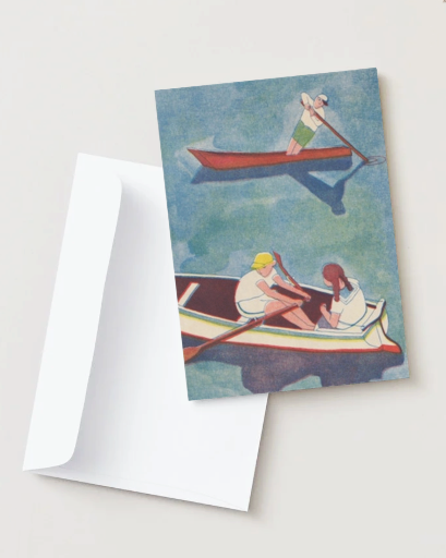 kiku print : greeting card - row boats