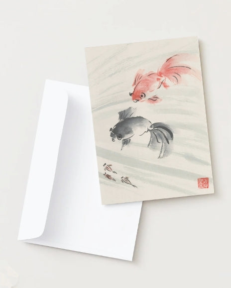 kiku print : greeting cards - gold fish