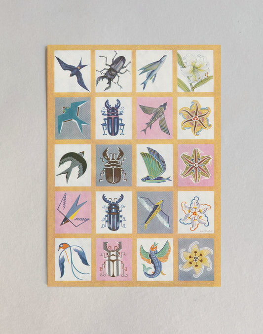kiku print / postcard : pictograph - wings + stings