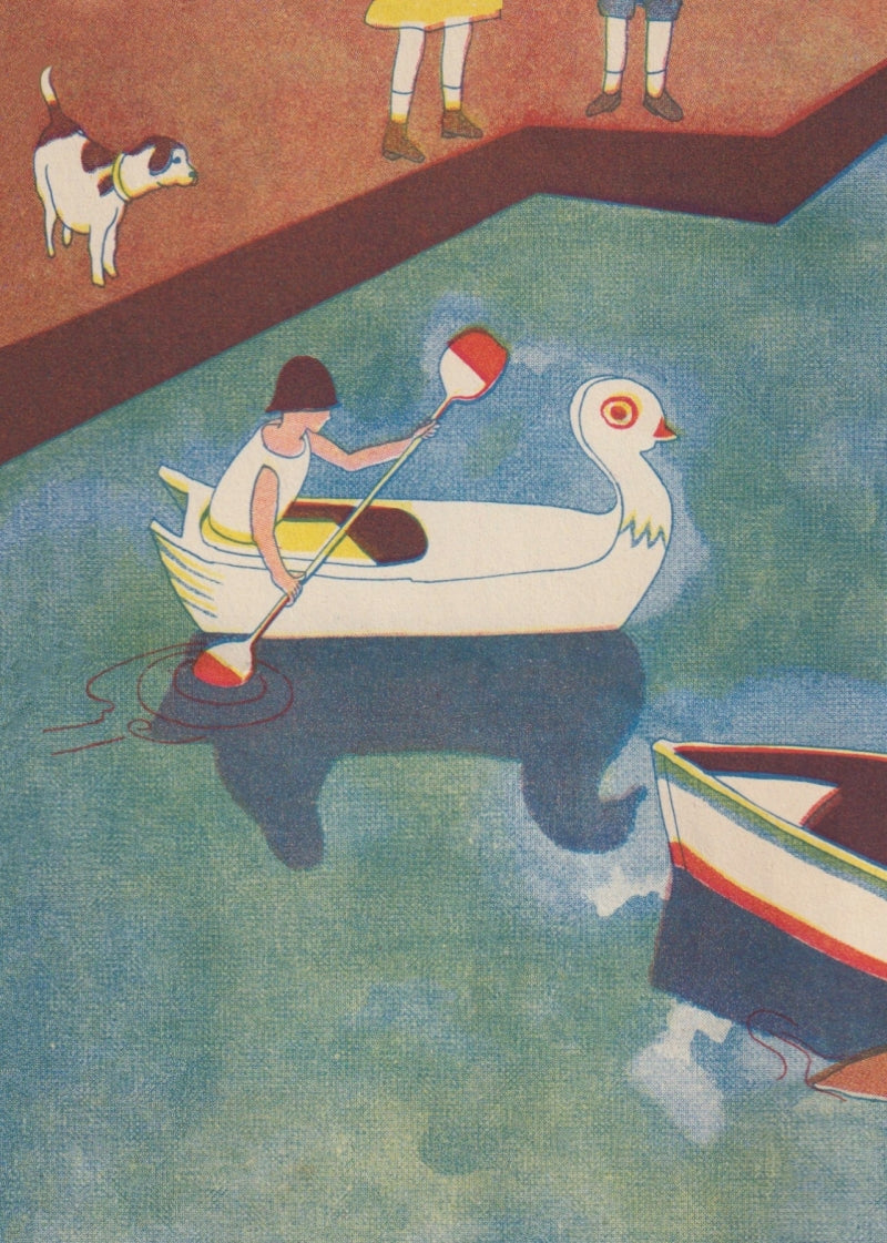 kiku print : greeting card - paddle boat