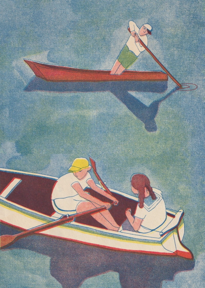 kiku print : greeting card - row boats