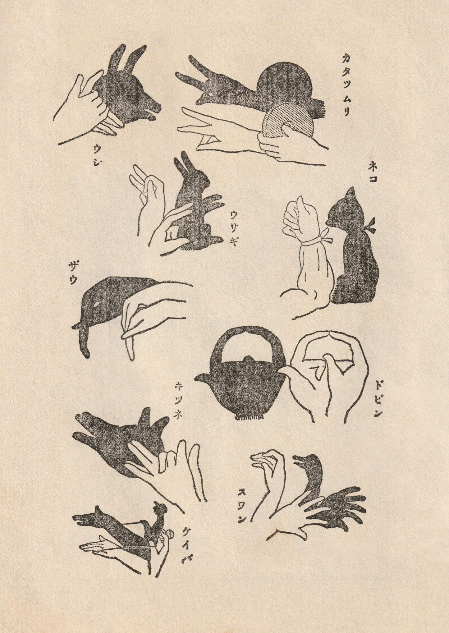 kiku print : postcard - shadow puppets