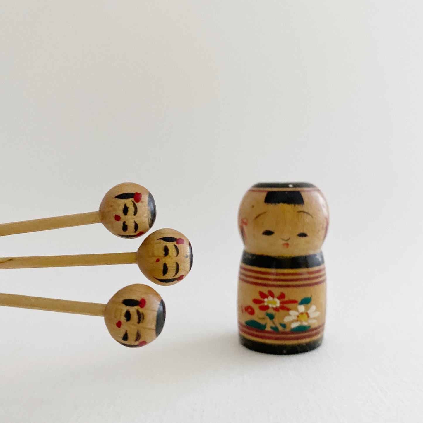 vintage japanese kokeshi toothpick set