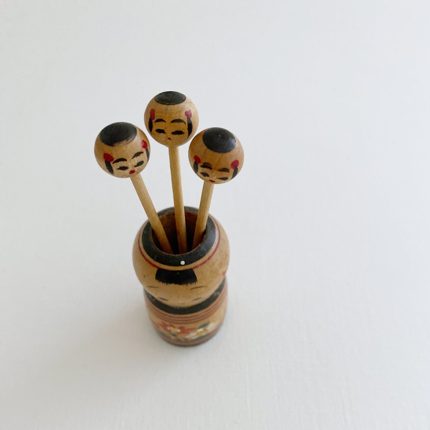 vintage japanese kokeshi toothpick set