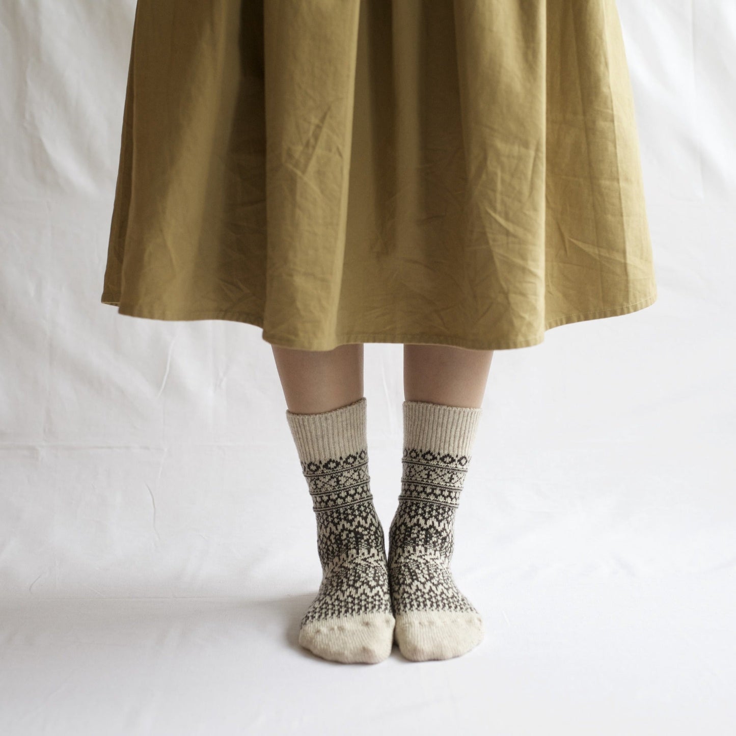 NISHIGUCHI KUTSUSHITA : oslo wool jacquard sock