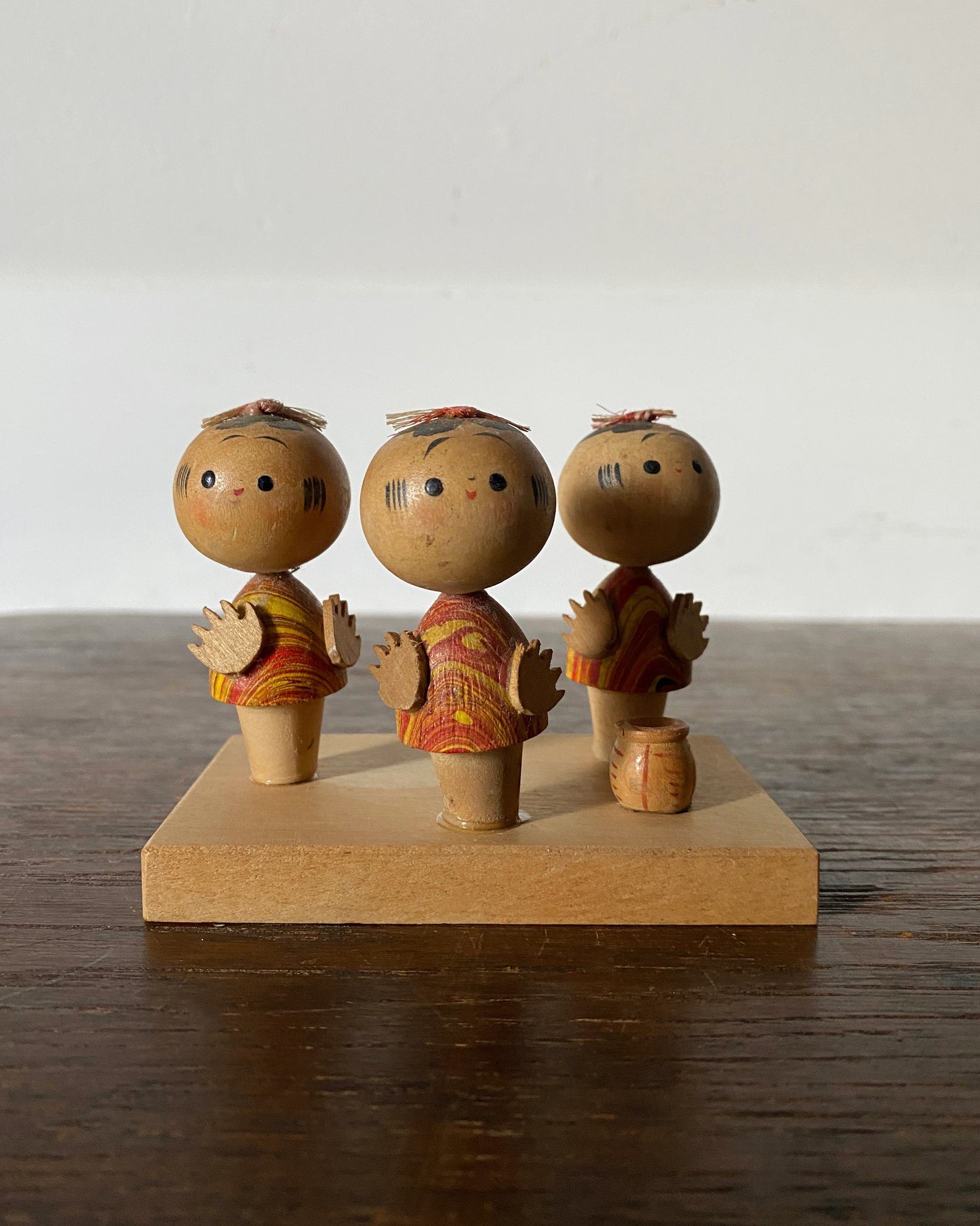 vintage miniature kokeshi folk scene