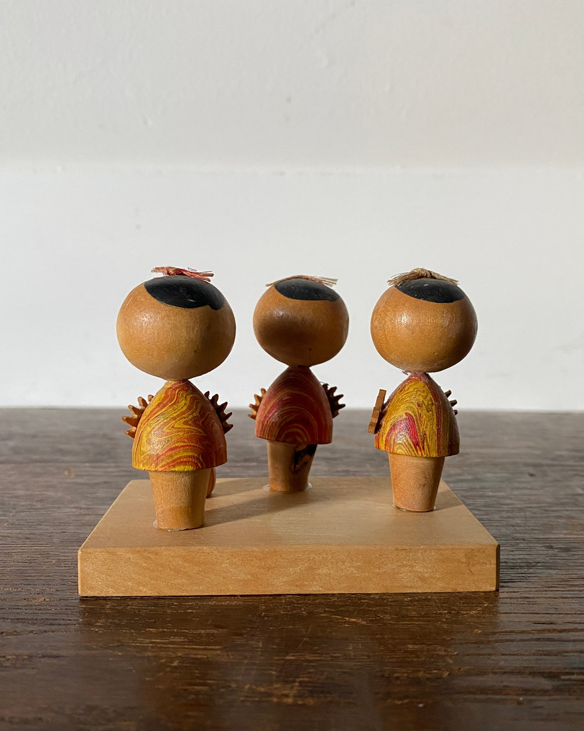 vintage miniature kokeshi folk scene