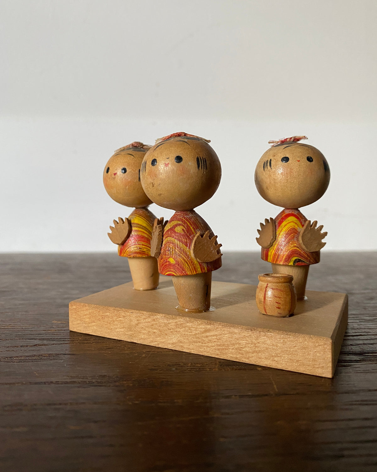 vintage miniature kokeshi folk scene