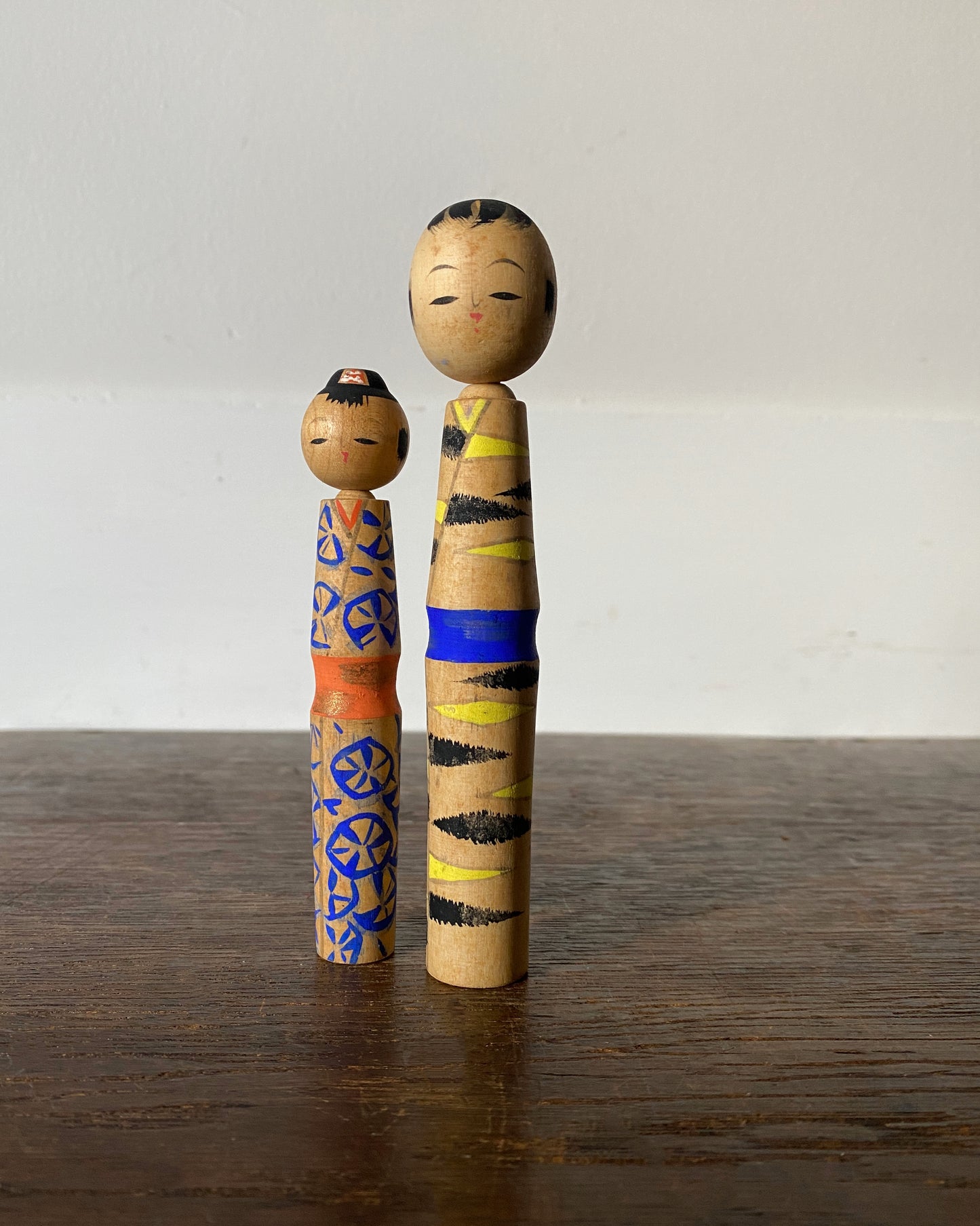 vintage graphic kokeshi pair
