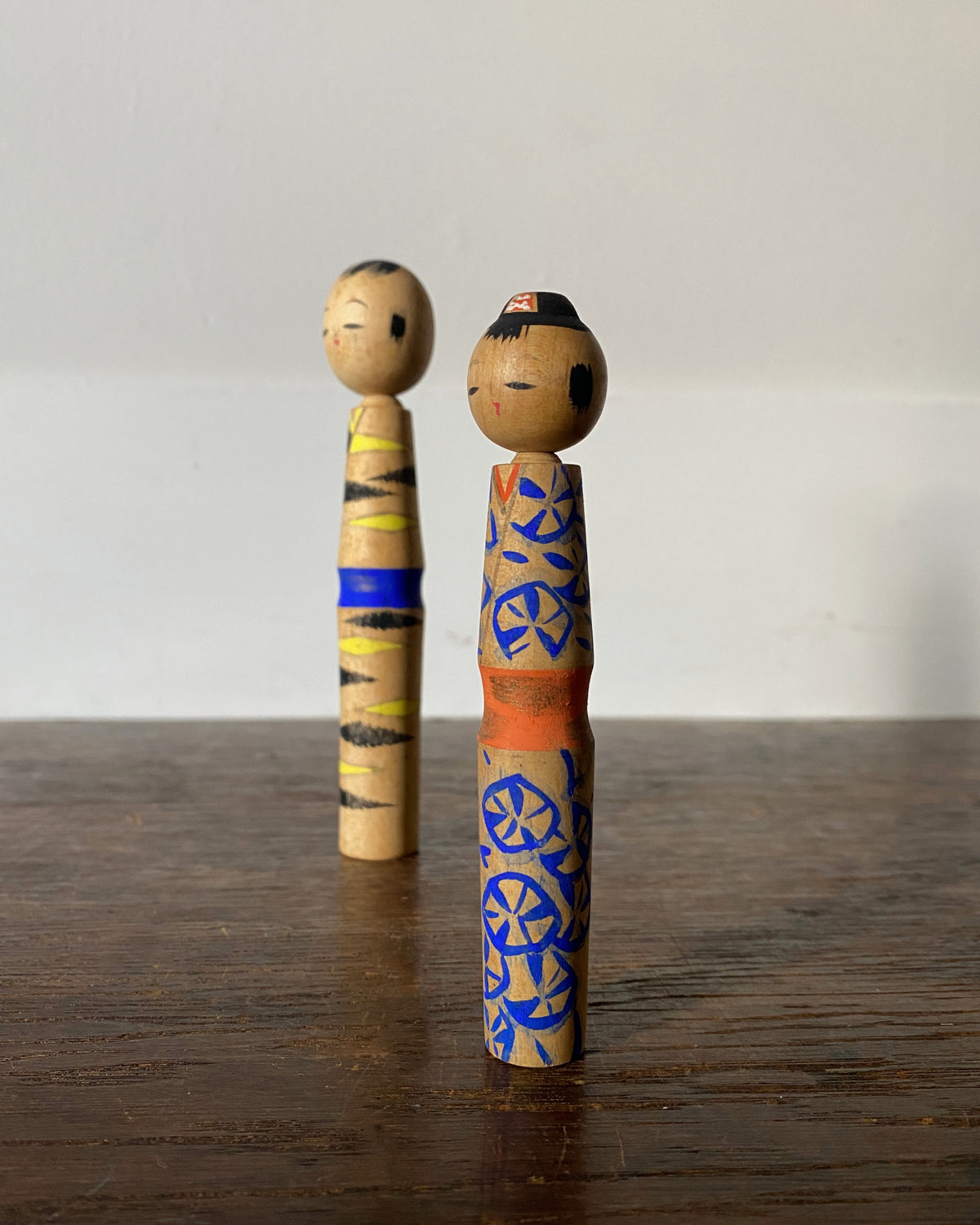 vintage graphic kokeshi pair