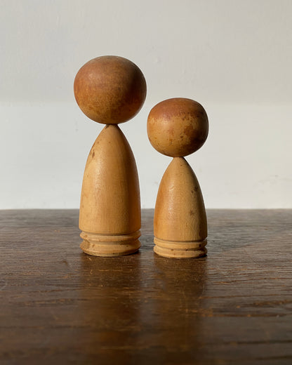 vintage gold kimono kokeshi pair