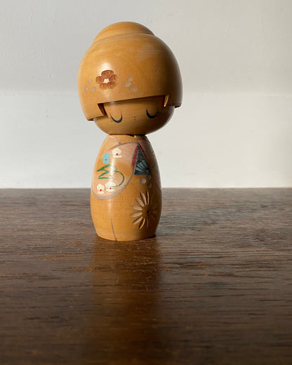 vintage floral bob kokeshi