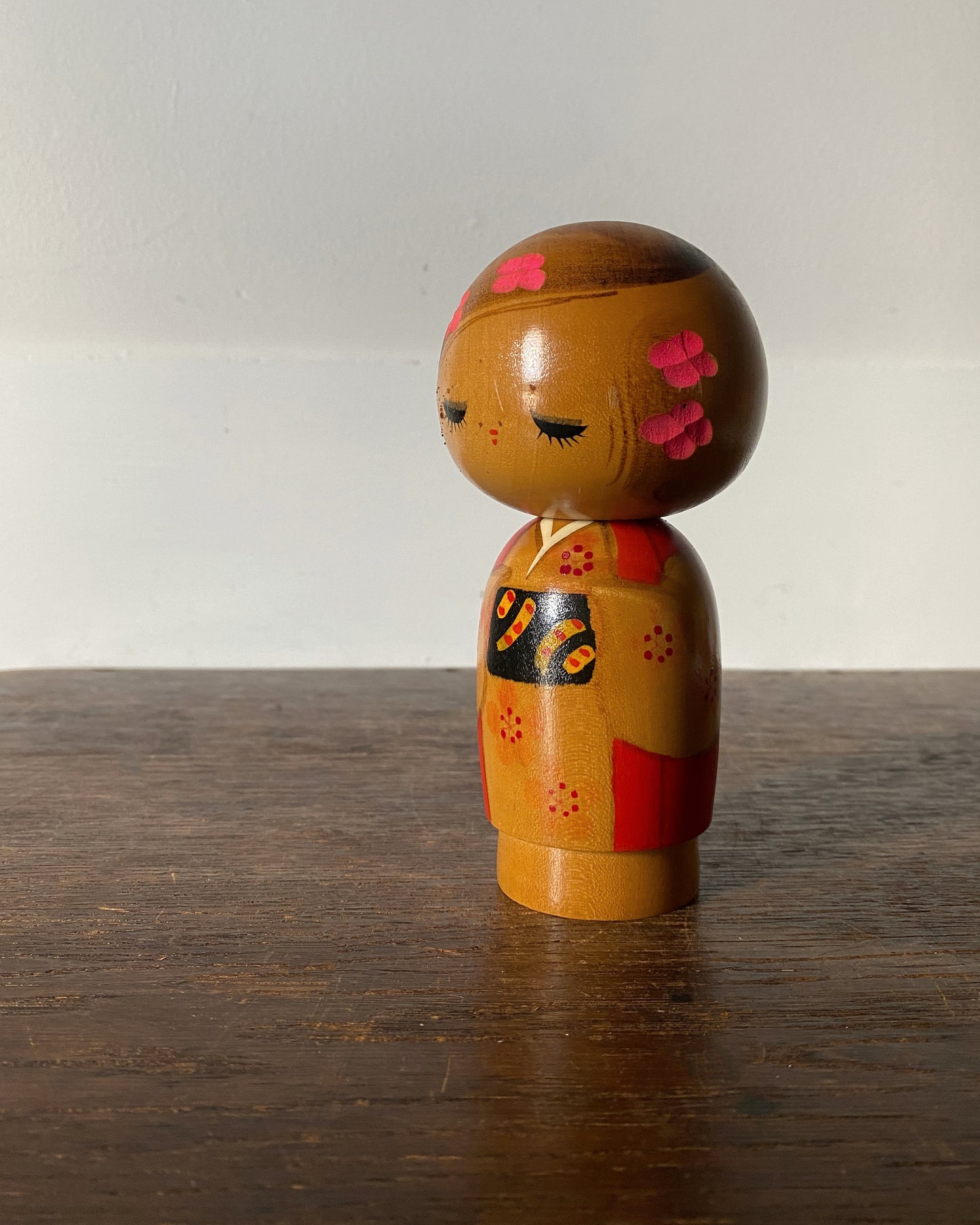vintage pink blossom kokeshi