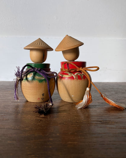 vintage traveller kokeshi pair