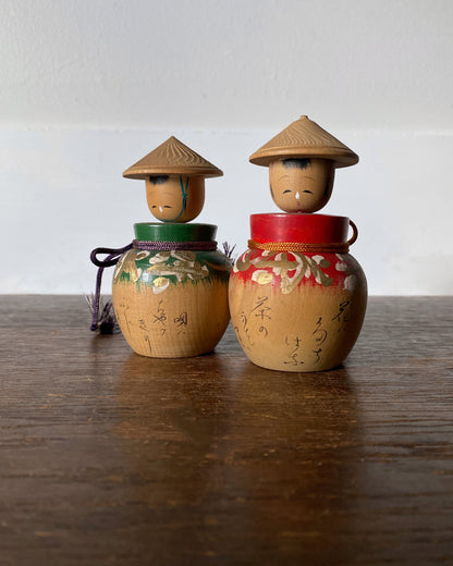 vintage traveller kokeshi pair