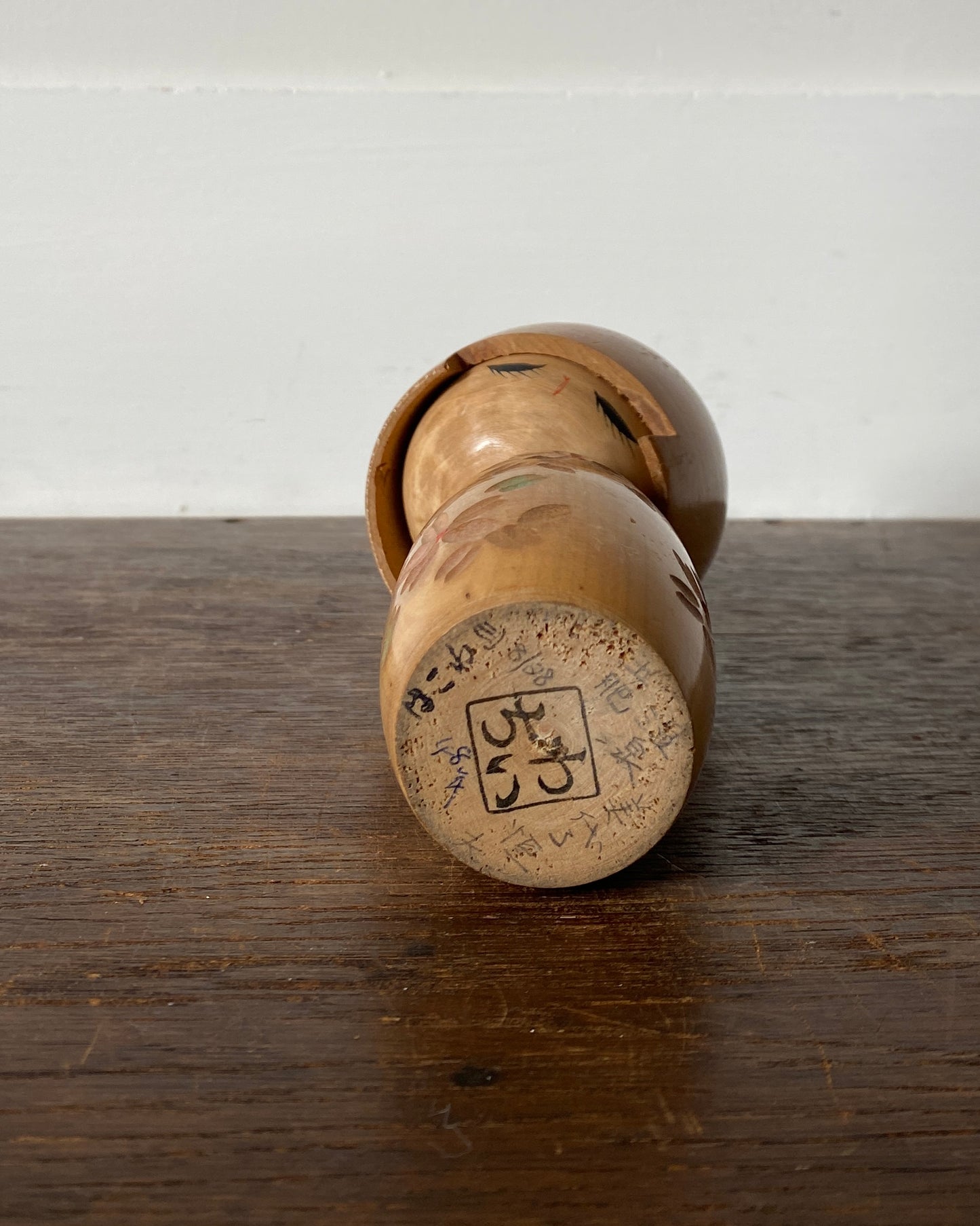 vintage carved floral kokeshi