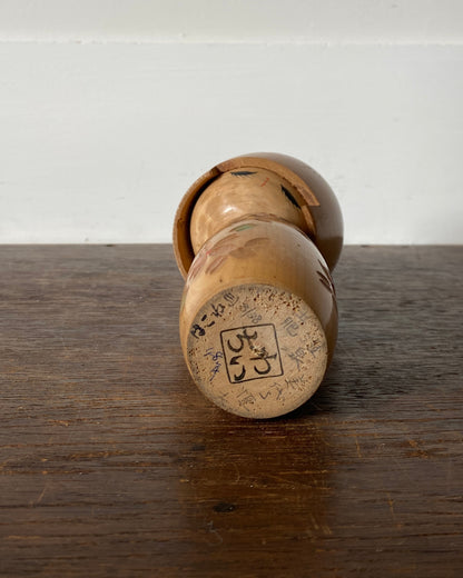 vintage carved floral kokeshi