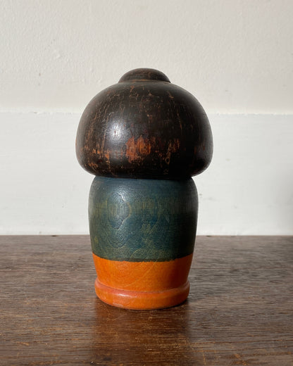 vintage black and red kimono kokeshi