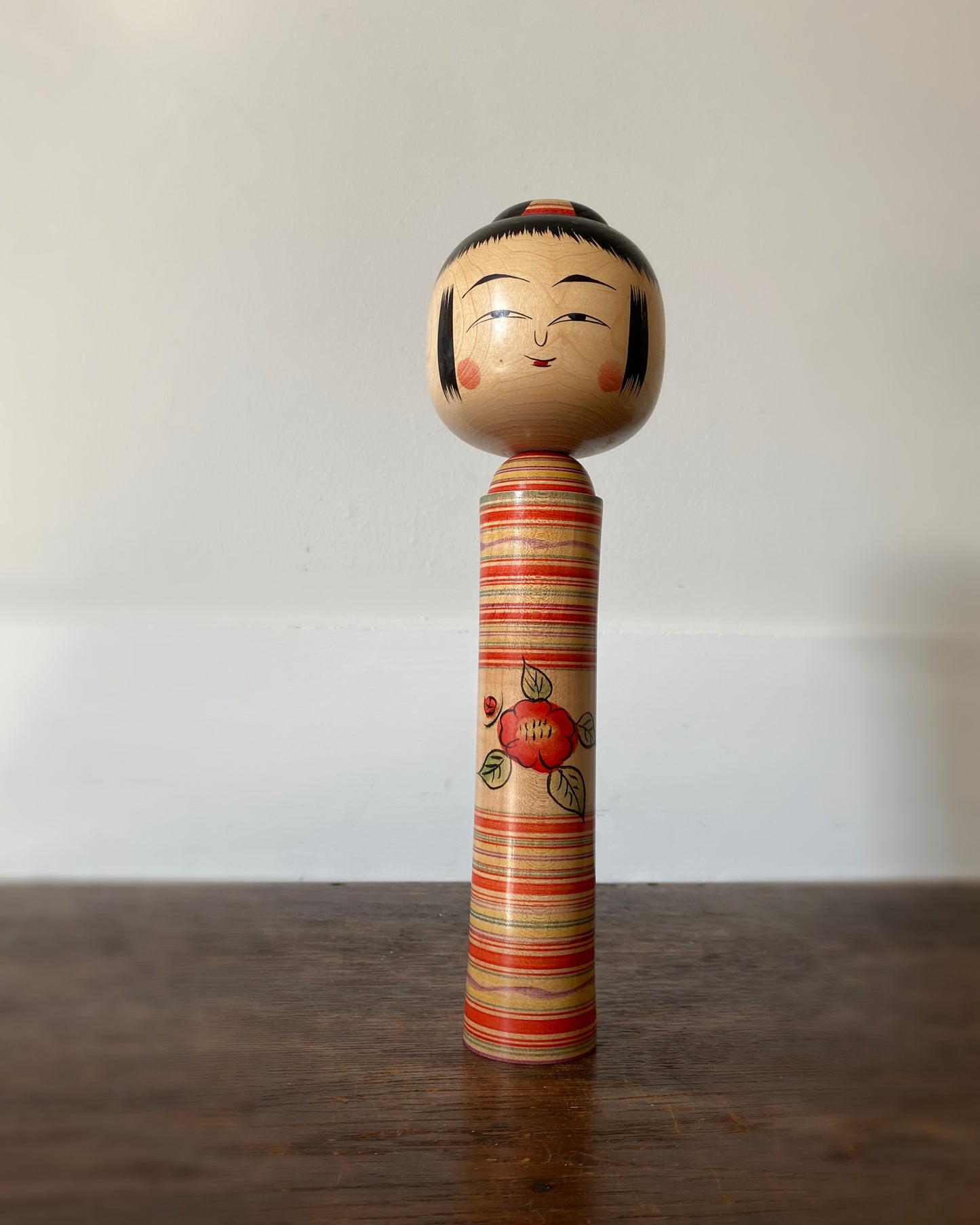 vintage striped camellia kokeshi