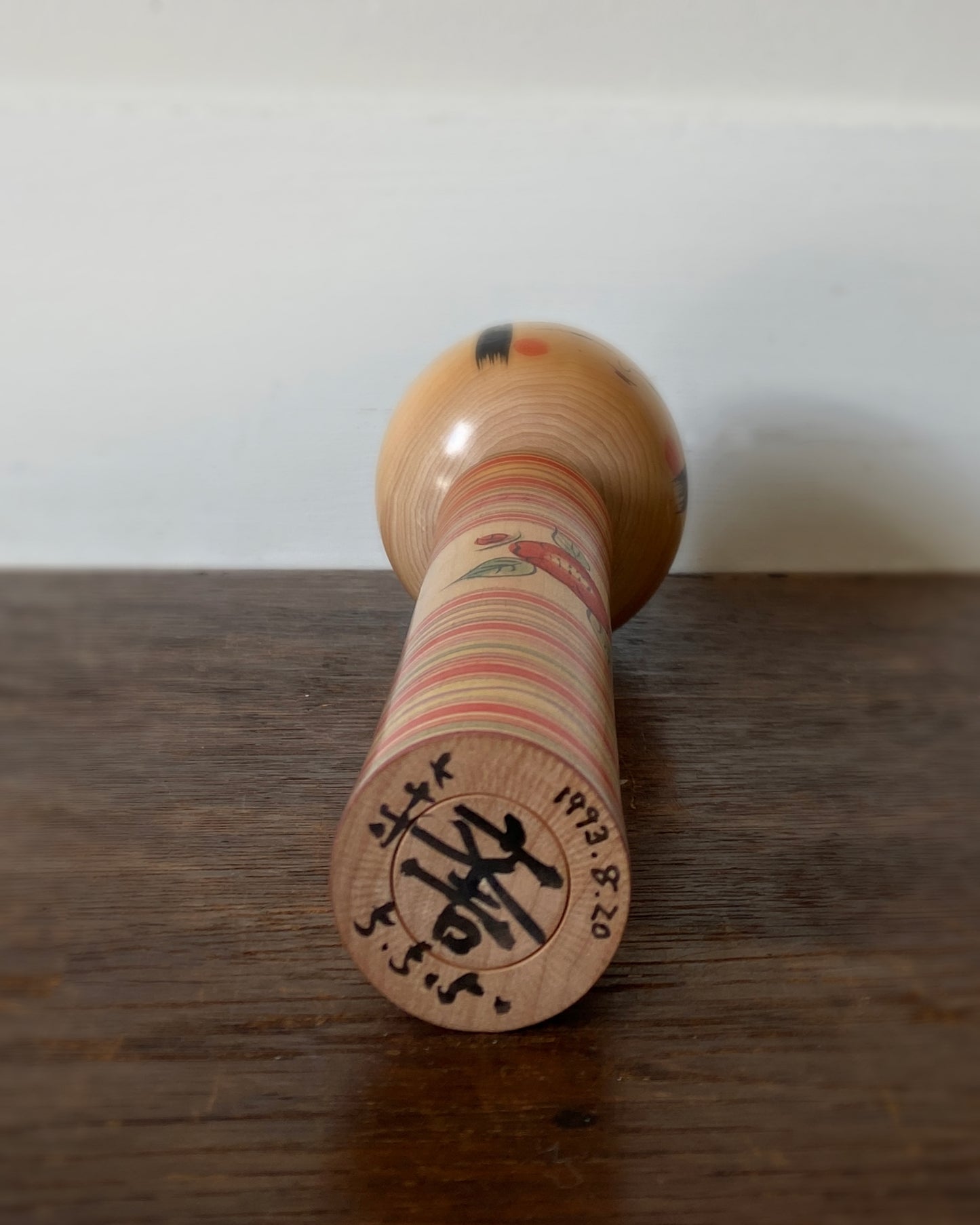 vintage striped camellia kokeshi
