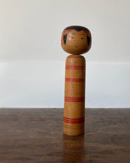 vintage red stripe kokeshi