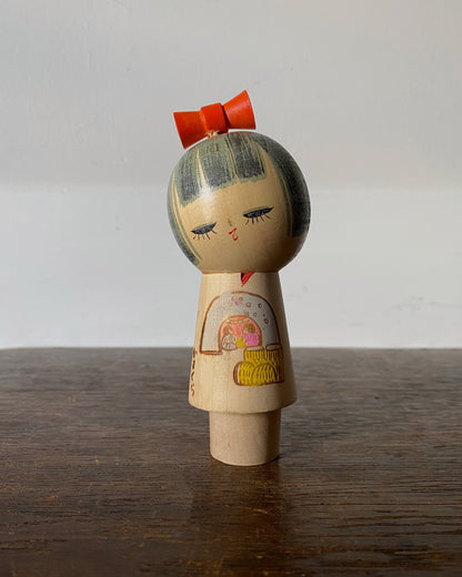 vintage market scene kokeshi
