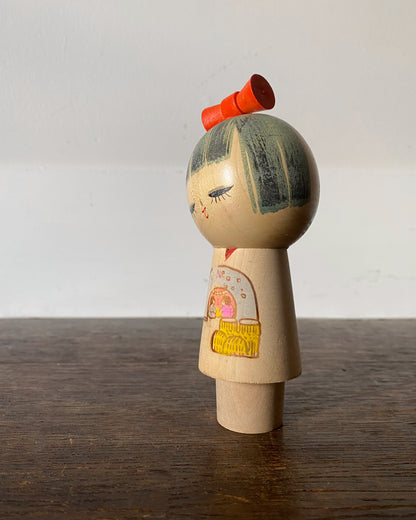 vintage market scene kokeshi