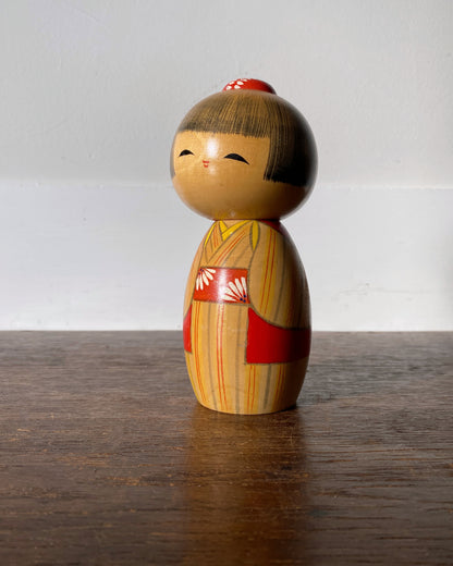 vintage striped kimono kokeshi