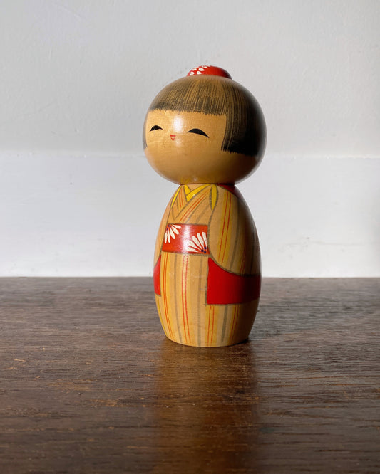 vintage striped kimono kokeshi