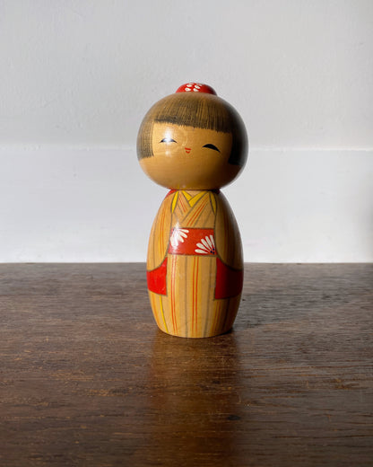 vintage striped kimono kokeshi