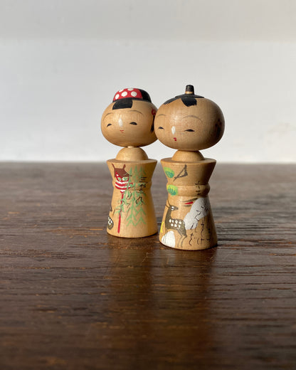 vintage Nara souvenir kokeshi pair